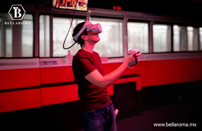 Joven en un estudio de realidad virtual