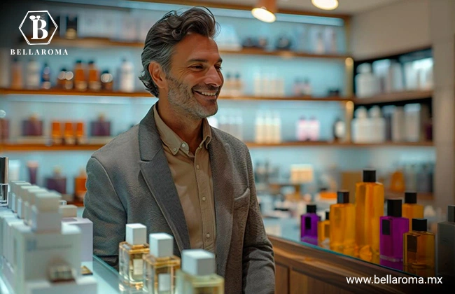 Emprendedor en una tienda de perfumes