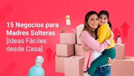 Mujer sosteniendo a su hija junto a productos de su negocio para madres solteras